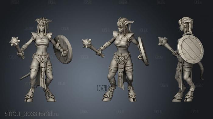 Draenei Female Shaman with Mace and shield Draenei stl model for CNC