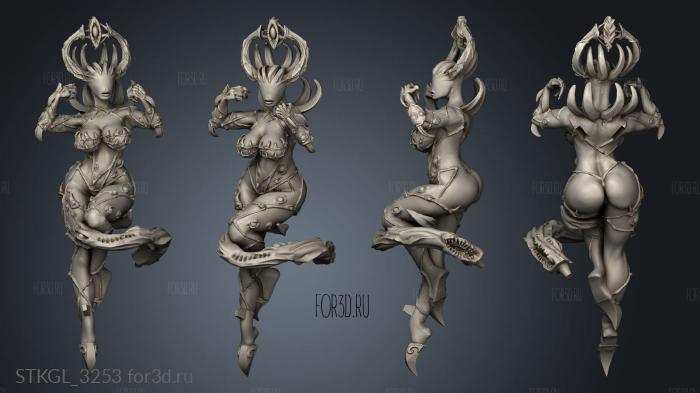 Female Prince Daemon Demon with tentacle stl model for CNC