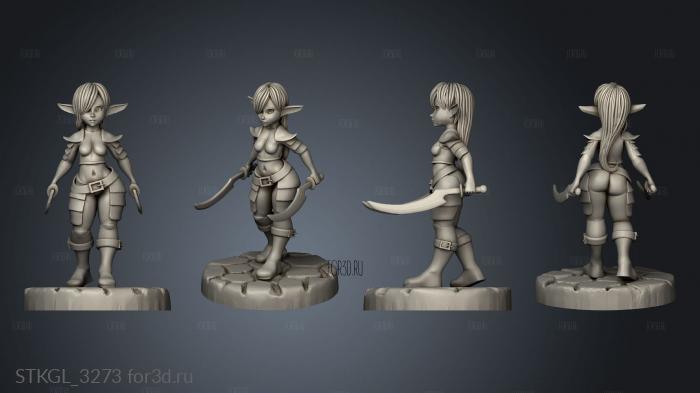 Fighter Female Elf Or Goblin Girl Double Blade Elf stl model for CNC