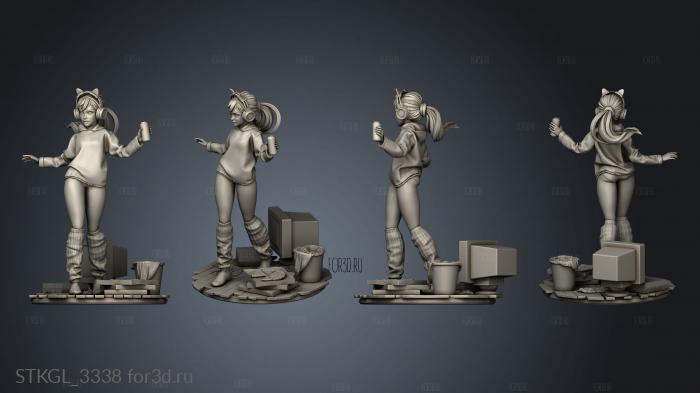 Gamer Girl Figurine GG stl model for CNC