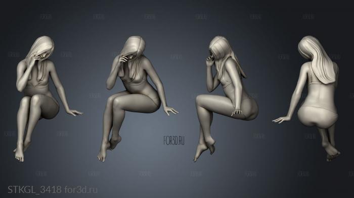 girl popurri sitting stl model for CNC