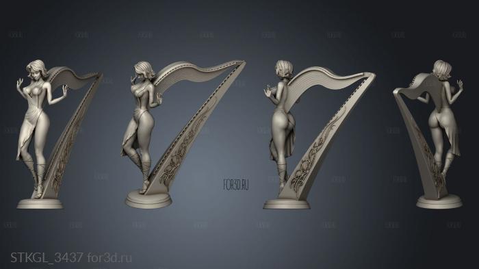 golden harp stl model for CNC