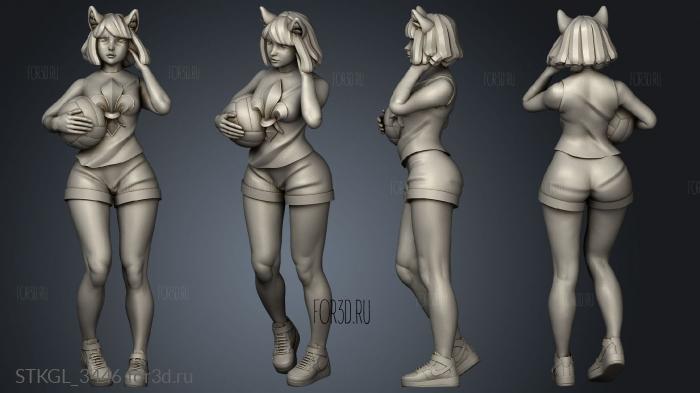 Gym Suit Figurines nun gymsuit cat ears stl model for CNC