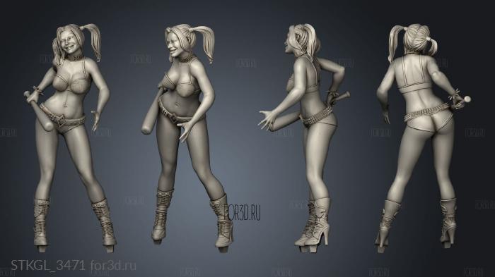 Harley Quinn Poison Wonderwoman Diorama stl model for CNC