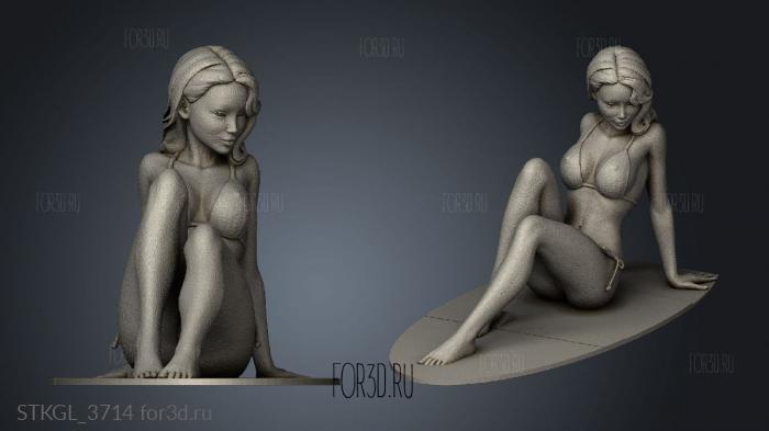 Lady at the Beach ok MOK With Base stl model for CNC