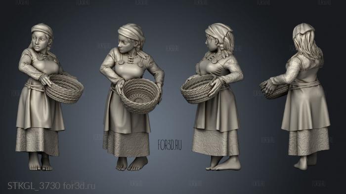 Lady Villagers basket stl model for CNC