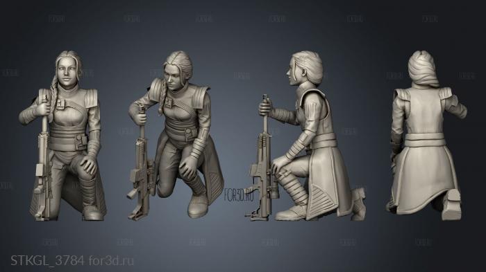 loyal female sniper fennec kneeling stl model for CNC