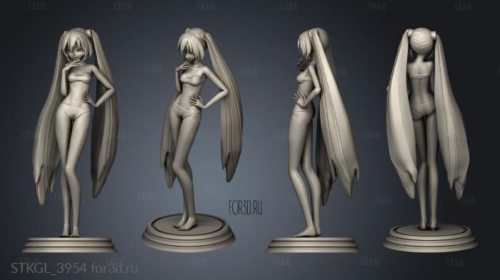 Miku Back hair stl model for CNC