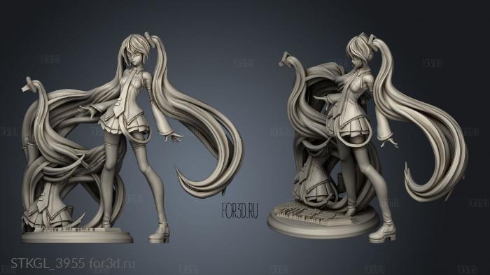 Miku Hatsune Vocaloid stl model for CNC