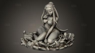 Несса сидит в Бикини на корточках 3d stl модель для ЧПУ