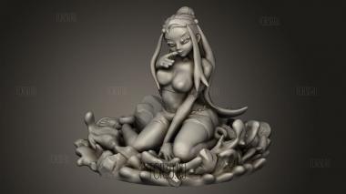 Несса сидит на корточках Сверху 3d stl модель для ЧПУ