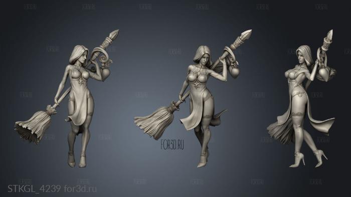 Witch and NSFW Clothed stl model for CNC