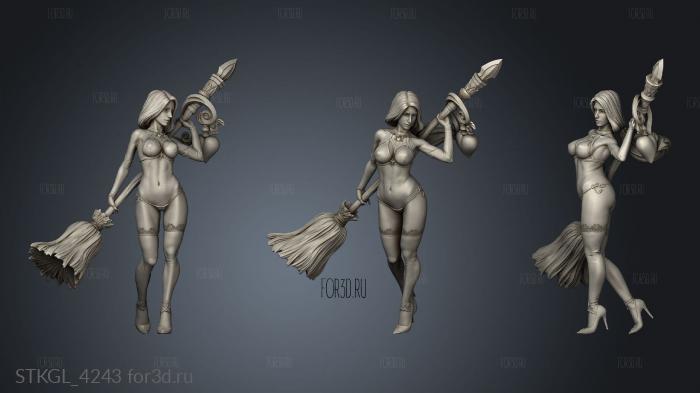 Witch and NSFW underwear stl model for CNC