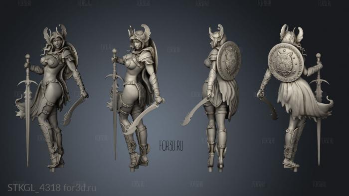 Pegasus and Female Perseus Sword Warrior stl model for CNC