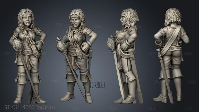 Pirate Human Female stl model for CNC