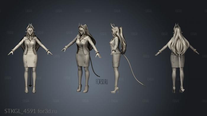 Ryan Reos Daemon Girl Business Suit Blender stl model for CNC