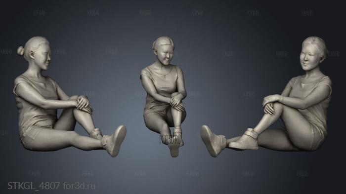 Sport Woman Lady Girl sitting stl model for CNC