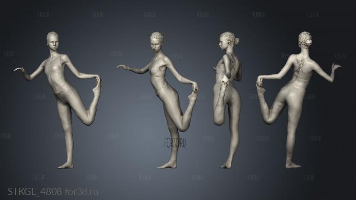 Sport Woman Lady Girl Sporty practicing gymnastics stl model for CNC