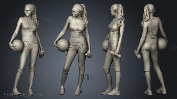 Sport Woman Lady Girl with Ball stl model for CNC