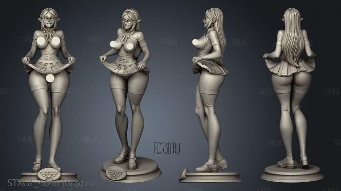 Zelda long hair with glasses stl model for CNC