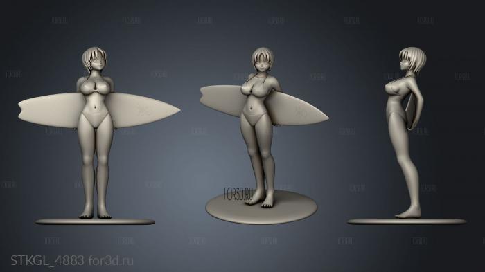 Surf Girl stl model for CNC