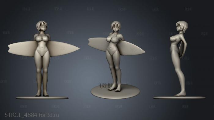 Surf Girl stl model for CNC