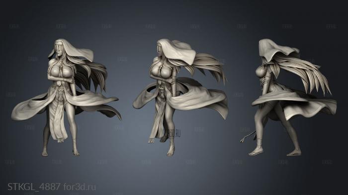 Sword Maiden HAIR stl model for CNC