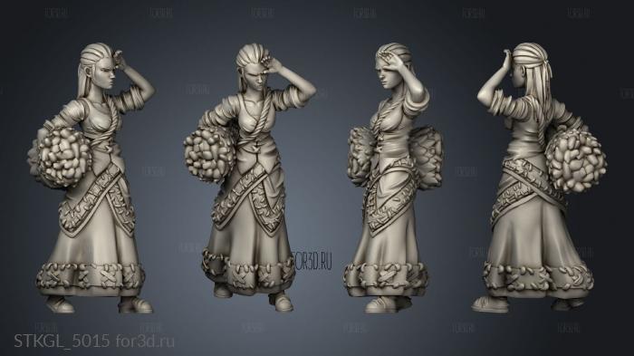 Townsfolk Town Girl stl model for CNC