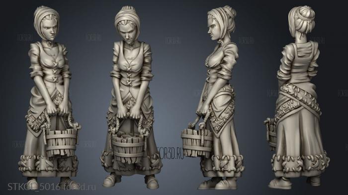 Townsfolk Town Girl stl model for CNC