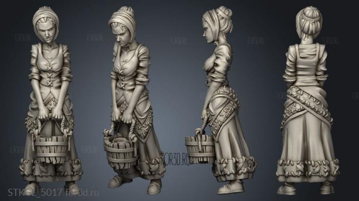 Townsfolk Town Girl stl model for CNC