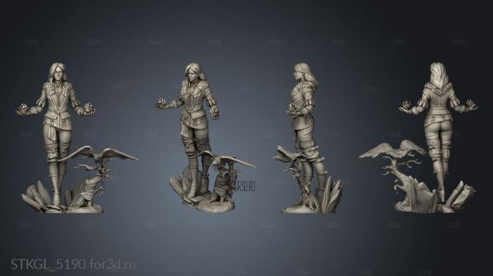 Yennefer Figurine The Witcher with fireball statue stl model for CNC