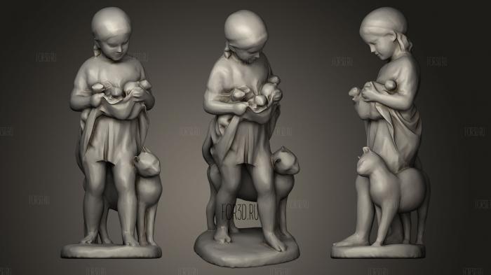 Статуя Девушки с Котятами 3d stl модель для ЧПУ