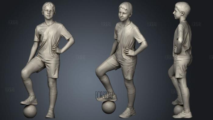 Junior soccerplayer with ball 5 stl model for CNC