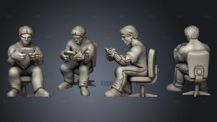 Cyberwars Male Human Rigger Seated stl model for CNC