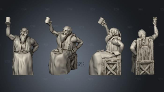 Male Townsfolk Sitting 1 With Mug in air Mini stl model for CNC