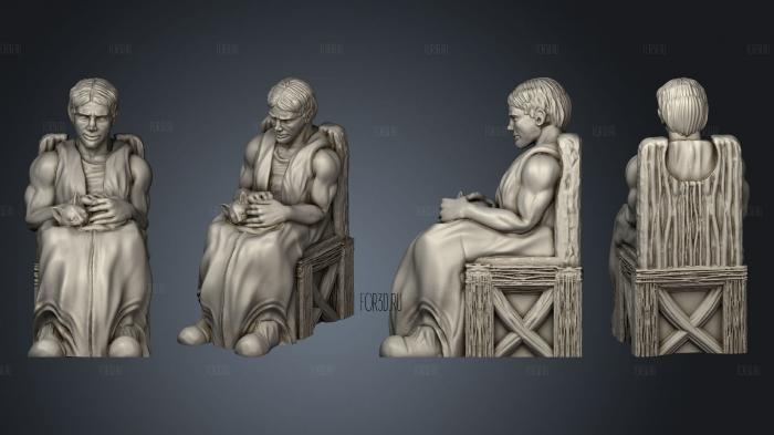 Male Townsfolk Sitting With Cat Mini stl model for CNC