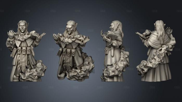 Male Wizard Swirling Spell and Book stl model for CNC