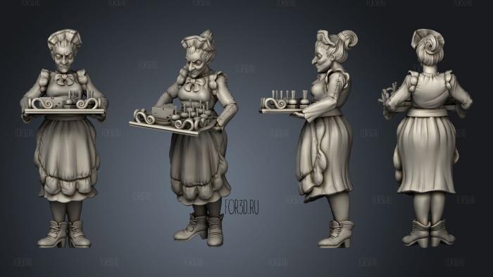 Royal Feast Butler Woman stl model for CNC