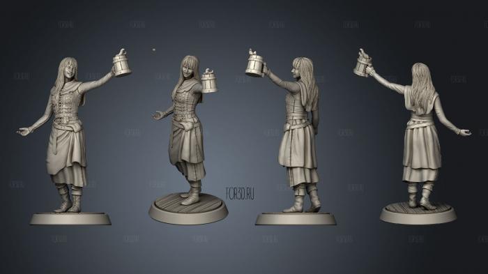 Toasting Woman stl model for CNC