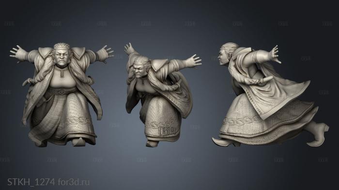 Burning Lands Fire Dwarf Female Attacking stl model for CNC