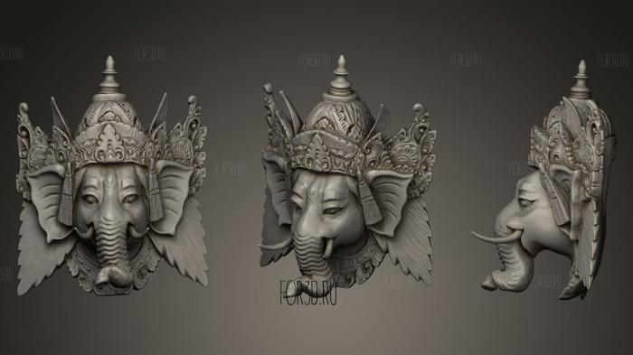 Ganesha wooden mask stl model for CNC