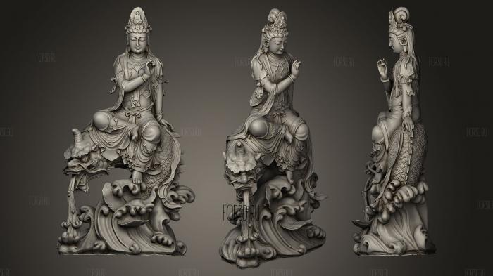 Guanyin Sitting On The Monster stl model for CNC
