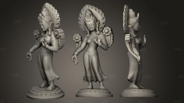 Hindu goddess statue standing wooden stl model for CNC