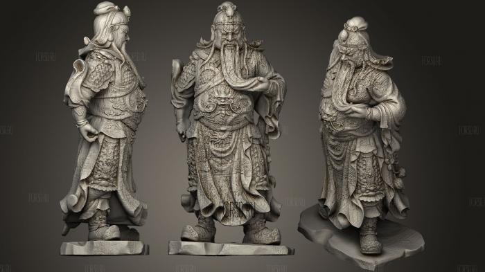 Guan Yu dilapidated wood sculpture stl model for CNC