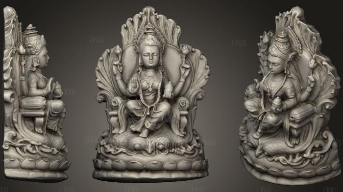 Lakshmi On A Lotus Throne stl model for CNC