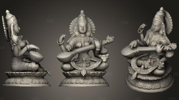 Saraswati   Goddess Of Knowledge Music & Art 3d stl модель для ЧПУ