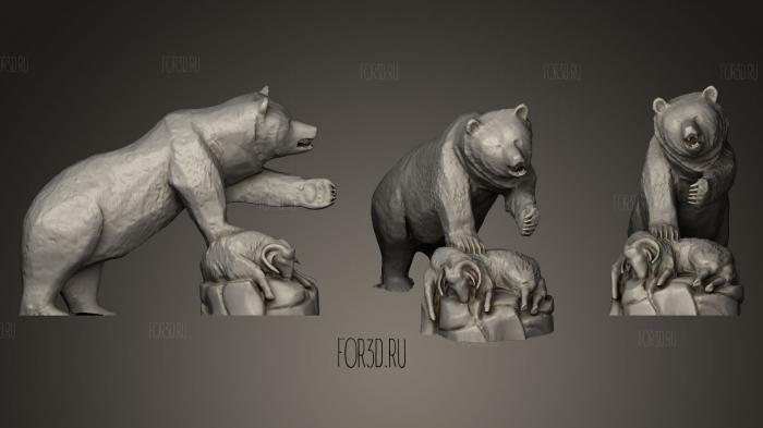 Деревянная статуя медведя и овцы 3d stl модель для ЧПУ