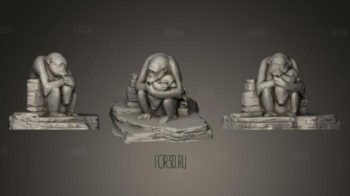 Песчаная скульптура шимпанзе 3d stl модель для ЧПУ