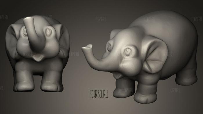 Elephant Figurine 3D stl model for CNC