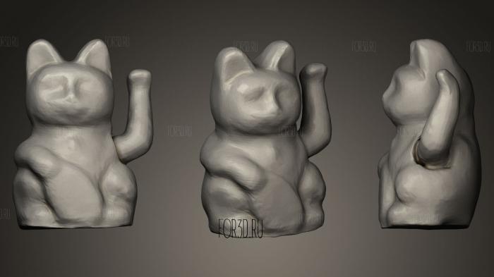 Grey plastic Maneki neko stl model for CNC